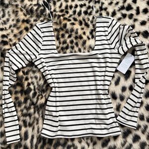 Guess Black and White Striped Blouse